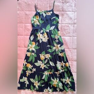 Floral Maxi Dress with Green and Yellow Accents